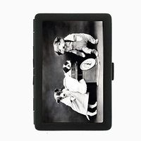 Perfection In Style Black Color Metal Cigarette Case Vintage Dog Design 014