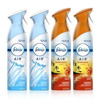 Febreze Air Freshener and Odor Spray, Linen & Sky and Hawaiian Aloha scents, 8.8oz, 4 Pack
