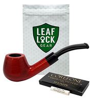 Corleone Tobacco Pipe, Filters, Velvet Lined Storage Pouch and Polishing Cloth with Leaf Lock Storage Pouch