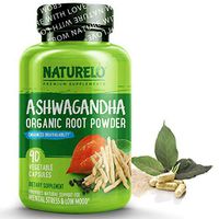 NATURELO Ashwagandha Organic Root Powder - Natural Herbs Supplement - Best for Mental Stress Relief, Mood Enhancer, Thyroid Support - with Black Pepper Extract - 90 Vegan Capsules