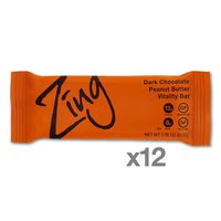 Zing Whey Protein Bar | Dark Chocolate Peanut Butter, 12 Count |Real Dark Chocolate| 13g Protein and 8g Fiber | Vegan, Gluten-Free, Non-GMO | Created by Professional Nutritionists