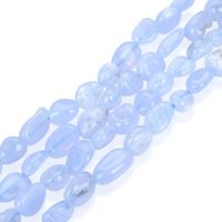 1 Strand Top Quality Natural Light Blue Lace Agate Gemstone 8-10mm Free Form Oval Pebbly Stone Beads 15 inch for Jewelry Craft Making GZ12-2