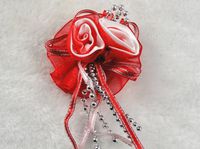 10pcs Organza 2 Roses Acrylic Beads Streamers Appliques Bow U Pick (Rose)