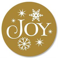 Christmas Joy Envelope Seals - Set of 72, Gold Joy Christmas Envelope Seals, Gold Christmas Stickers