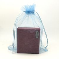 SUNGULF 100pcs Organza Pouch Bag Drawstring 6"x9" 16x22cm Strong Gift Candy Bag Jewelry Party Wedding Favor (Light Blue)