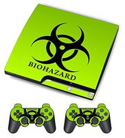 Skin Sticker for PS3 PlayStation 3 DualShock 3 Decals Custom Cover Cases Modding Game Sixaxis Vinyl Skins for Sony Play Station 3 Slim Console 2 Remote Controllers - Biological Harzard
