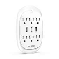 KPSTEK 6-Outlet Multi Plug Outlet Extender with 3 USB Ports (3.4A Total), Surge Protector Wall Plug Outlet Adapter for Home, Office and Dorm Room, White - KS3336F