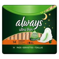 Always Ultra Overnight with Wings Unscented Thin Pads, 14 ct