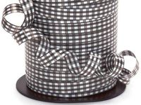 250YDS Spool of 3/8" Adorable Black White Gingham Checkered Poly Curling Ribbon