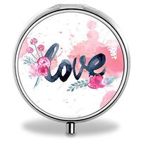 IMLONE Pill Organizer, Customized Love Painting Pill Boxes with 3 Components and Mirror for Travelling and Daily Needs