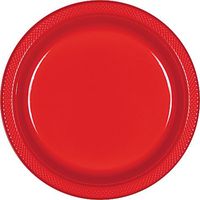 Bulk Round Plastic Plates | 50ct (7 inch, Red)