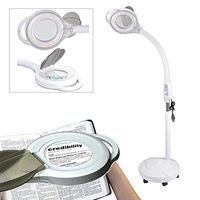 Koval Inc. 5x Diopter Gooseneck LED Magnifying Floor Lamp Magnifier Light (White)