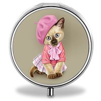 Custom Wanchang Pill Case, Cute Dog Round Compact 3 Metal Portable Pill Container for Daily Use