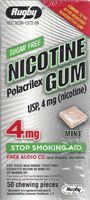Rugby Sugar Free Nicotine Polacrilex Gum, Mint Flavor, 4 MG, 50 Count Box, Stop Smoking Aid
