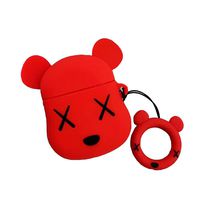 Lybauri 3D Silicon Airpods Case, Shock-proof Cover and Skin with Keychain Strap for Apple Airpods Charging Case (Red)