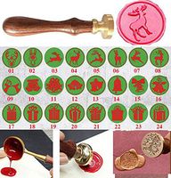 MNYR 24 Styles Christmas Deer Decorative Wax Seal Sealing Stamp Curlicue Wedding Invitations Christmas Gift Cards Embellishment Cutomize Seal Stamp Rosewood Handle Set