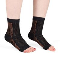 MojaSports Ankle Compression Socks Plantar Fasciitis Foot Sleeves Arch Support - Increases Circulation Relieve Pain, Eases Swelling & Heel Spurs - Better Than Night Splint Brace (Blk/Cu-SmMed-1Pr)