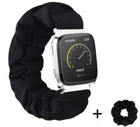 Scrunchie Elastic Fitbit Versa band, Cute and Lightweight Scrunchie Sport Watch band Compatible with Fitbit Versa/Versa 2/Versa Lite for Girls By THOVSMOON (Black)