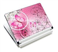 Pink Butterflies & Flowers 11.6 13 13.3 14 15 15.6 inches Netbook Laptop Skin Sticker Reusable Protector Cover Case for Toshiba Hp Samsung Dell Apple Acer Leonovo Sony Asus Laptop Notebook FY-NEK-009