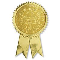 Official Excellence Embossed Gold Ribbon Certificate Seals, 102 Pack