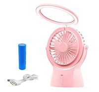 Bluky Portable Rechargeable Battery Mini Fan with Desk Lamp, 2200mAh High Performace Battery 3 Speeds with LED Night Light, for Traveling, Fishing, Camping and Learning (Sakura-Pink（7.35.92.4in）)