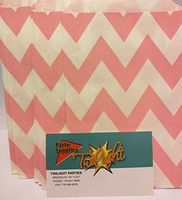Chevron Stripe Light Pink Food Treat & Favor Paper Bags 12Pk 5 x 7 -Twilight Parties