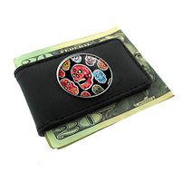 Sugar Skull D3 Black Leather Money Clip Day of the Dead Dia De Los Muertos Mexican Folk Art