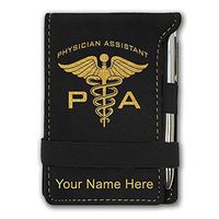 Mini Notepad, PA Physician Assistant, Personalized Engraving Included (Black)