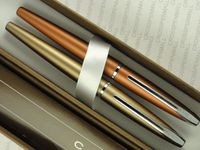 Cross Made in the USA Limited Edition Twin Matte ATX Copper Red and Bronze Gel Ink Selectip Rolling Ball Pen Set. Very Rare Made in the USA Two Rolling Ball Pens Combo