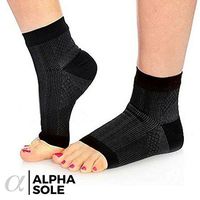 AlphaSole Compression Foot Sleeves for Women & Men - Foot Wrap Socks for Heel Pain, Arch Support, and Plantar Fasciitis Pain Relief - Black (Small/Medium)