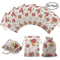 50 Pack Rose Double Drawstring Burlap Bags Gift Reusable Linen Bags Jewelry Pouches Sacks for Wedding Party Gift3.7"x 5.2"