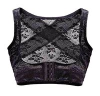 Eforstore Women's Lace Adjustable Elastic Posture Back Corrector Shoulder Support Chest Breast Support Belt Band Size L Color Black