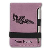 Mini Notepad, Backhoe Loader, Personalized Engraving Included (Pink)