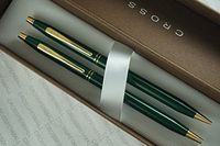 Cross Century Classic Internaltional Collection Green Ballpoint Pen and Pencil Set with 23kt Gold Appointments Made in USA