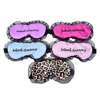 WIN-MARKET 4Pcs Fashion Letter Sweet Dreams Nylon Lace Eye Mask Cover for Traveling Sleeping AIDS Blindfold