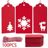 Christmas Gift Tags with Holes Red Tag Paper Small Xmas Gift Tags with Twine Vintage Gift Labels Tags Bulk 100pcs