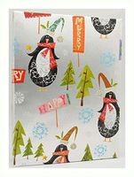 Metallic Happy Dancing Penguin Christmas Wrapping Paper Roll - 24 Inches by 15 Feet