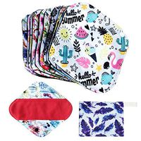 7pcs Set Menstrual Pads Including 1pc Mini Wet Bag +6pcs Reusable Washable Stay Dry Cloth Menstrual Pads/Women Sanitary Pads/Mama Panty Liners