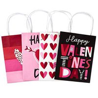 Hallmark 7" Small Valentine's Day Paper Gift Bags Assortment (Pack of 4: Pink and Red Hearts) for Kids, Treats, Galentines Day