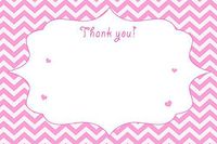 30 Blank Thank You Cards Notes Pink Chevron Girl Birthday Baby Shower + 30 White Envelopes