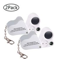 Jiusion 2 Pack Portable Lighted LED Illuminated Jewelry Magnifier 30X 60X Wearable Handheld Dual Lens Eye Loupe Magnifying Glasses Micro Microscope with Keychain and Lanyard