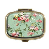 Guojew Vintage Floral Flowers Custom Fashion Square Pill Box Tablet Holder Pocket Purse Organizer Case Decoration Box
