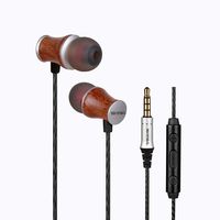 SIVGA M006 Wood in-Ear Earbud Hi-Fi Stereo Wired Noise-Cancelling Earphone with Natural Audio Surround Sound and in-line Microphone Rosewood