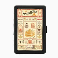 Perfection In Style Black Color Metal Cigarette Case D-026 Bees & Honey