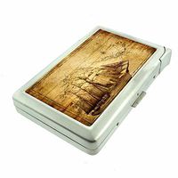 Cigarette Case with Built in Lighter Vintage Pirate Ship Map S5 Smoking King Size Cigarettes Silver Metal Wallet 4" X 2.75" RFID Protection High Seas