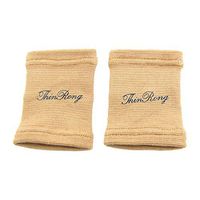 uxcell 2 Pcs Khaki Elastic Knitted Fabric Bike Basketball Sports Wrist Support Brace