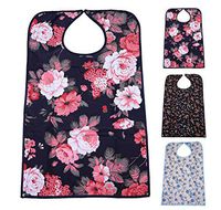 Adult Bibs for Eating (3 Pack)- Washable Reusable Waterproof Clothing Protector with Crumb Catcher-Bibs for Seniors for Eating at Mealtime 30"L x 19.5" Women(New Upgrade)