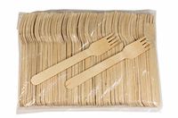 Pantryware Essentials Pantry Fork 158-100 Disposable Wooden Cutlery Forks, 0.5" Height, 1" Width, 6" Length (Pack of 100)