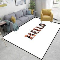 Bigdatastore Dachshund Polka Dot Area Rug Non Slip Pad, Dachshund Puppies Spelling The Word Hello Lovely Animal Font Design, Fashionable High Class Living Bedroom Rugs(4'x 6')