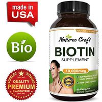 10000 mcg Pure Biotin Pills for Women Men - Stop Hair Loss Thinning All Natural Supplement for Shiny Thick Hair Growth - Vegetarian Vitamin Capsules - Get Clear Skin Strong Nails by Natures Craft